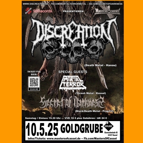 Tickets kaufen für DISCREATION + MORTAL TERROR + SECRET OF DARKNESS am 10.05.2025